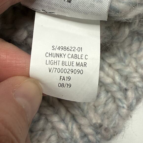 Gap Sweater Chunky Cable Light Blue Marled Knit Size S Small Alpaca/Wool Blend - Picture 8 of 9